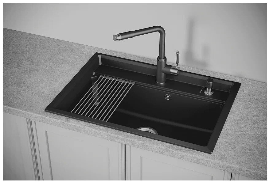 Кухонная мойка GRANULA KS-7301 интегрированная 73х51х23 см, кварцевый песок