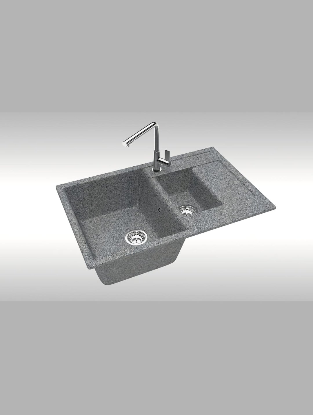 Кухонная мойка Marrbaxx 210/Q8, врезная 75.5х50х21.8 см, искусственный мрамор, тон серый