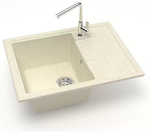 Кухонная мойка Marrbaxx T150Q002 накладная 57.5х47х21.5 см, искусственный камень, тон бежевый