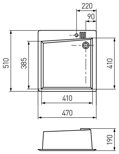Кухонная мойка Акватон Парма графит 1A713032PM210 врезная 51х47х17.5 см, литой мрамор