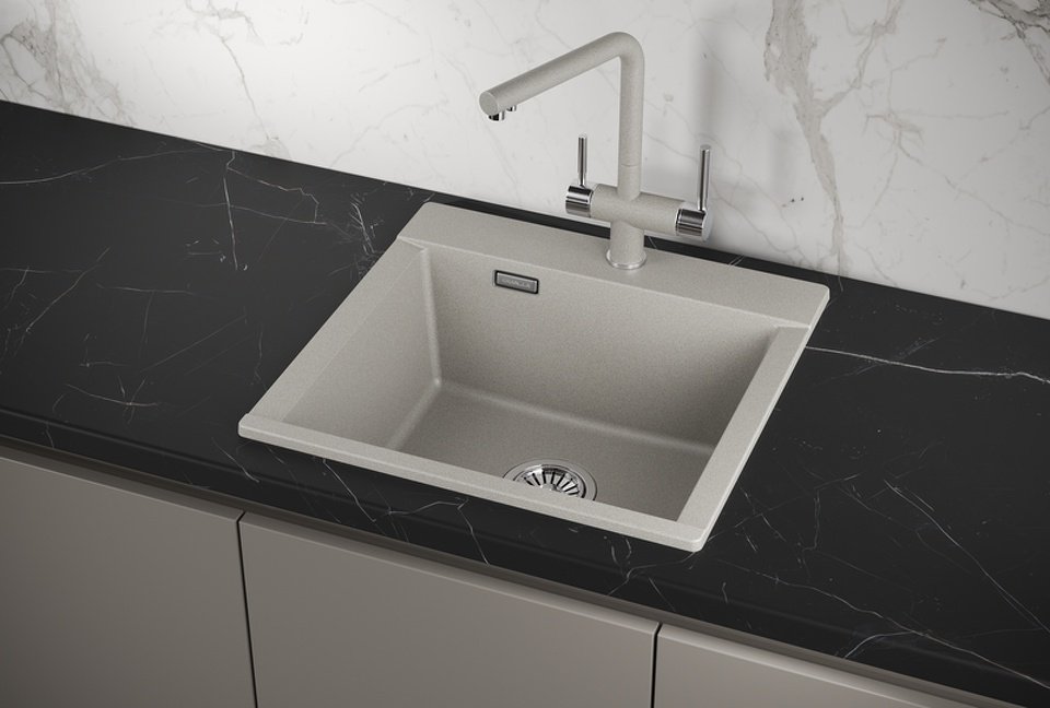 Кухонная мойка GRANULA ESTETICA ES-5201 накладная 52х50х22 см, кварцевый песок, тон базальт