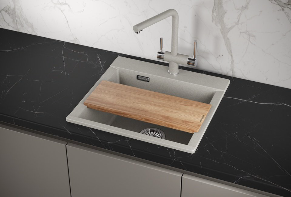 Кухонная мойка GRANULA ESTETICA ES-5201 накладная 52х50х22 см, кварцевый песок, тон базальт купить,248300
