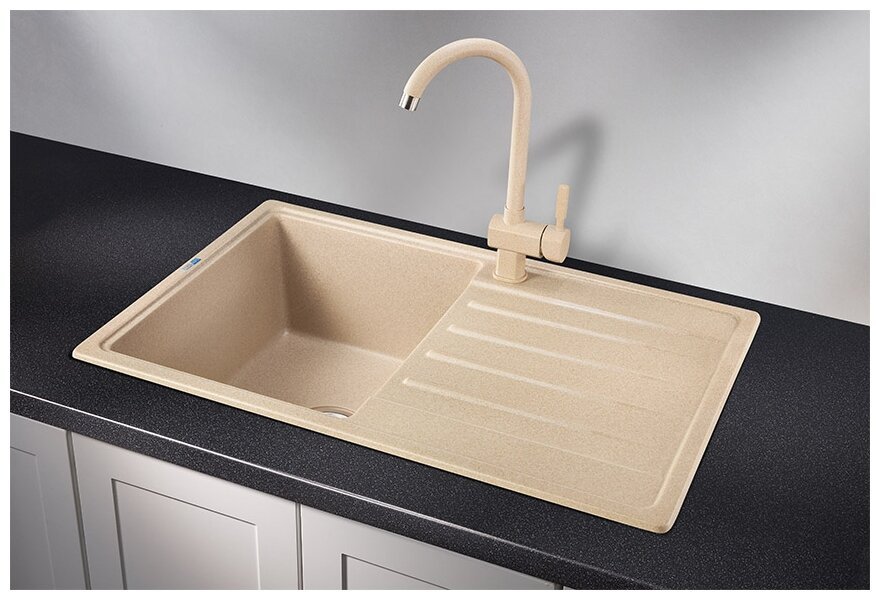 Кухонная мойка GRANULA 7602 врезная 76х50х20 см, кварцевый песок