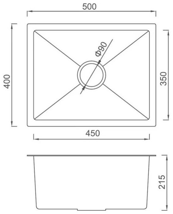 Кухонная мойка Gappo GS5040-6 врезная 50х40х21.5 см, нержавеющая сталь, тон графитовый