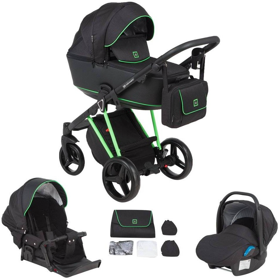 Коляска 3в1 Adamex Christiano Fluo Green купить,NaN