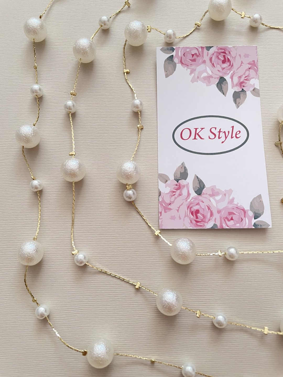 Бусы OK Style Сотуар Колье Жемчуг OKSTYLE 783 длина 170 см бижутерный сплав жемчуг купить,NaN