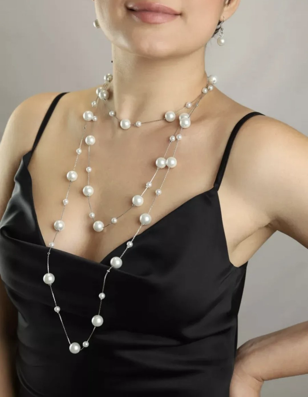 Бусы OK Style Сотуар Колье Жемчуг OKSTYLE 783 длина 170 см бижутерный сплав жемчуг купить,NaN