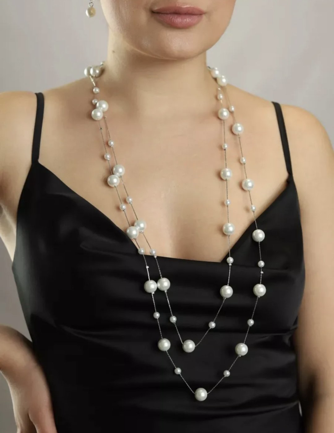 Бусы OK Style Сотуар Колье Жемчуг OKSTYLE 783 длина 170 см бижутерный сплав жемчуг купить,NaN