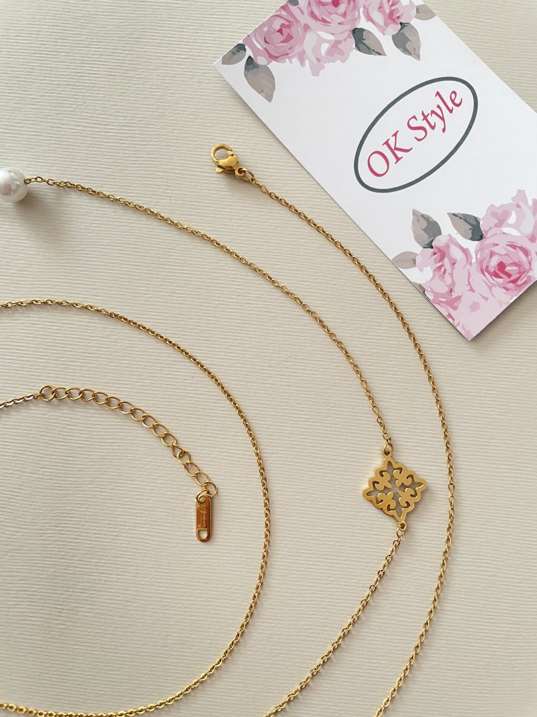 Цепь OK Style Сотуар Казахские национальные украшения жемчуг OKSTYLE 754 длина 127 см нержавеющая сталь, титан жемчуг купить,NaN