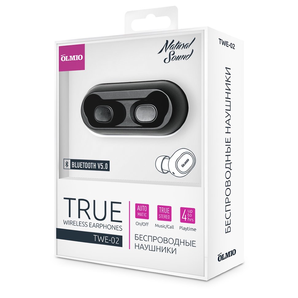 Наушники Olmio TWE-02 True Wireless черные