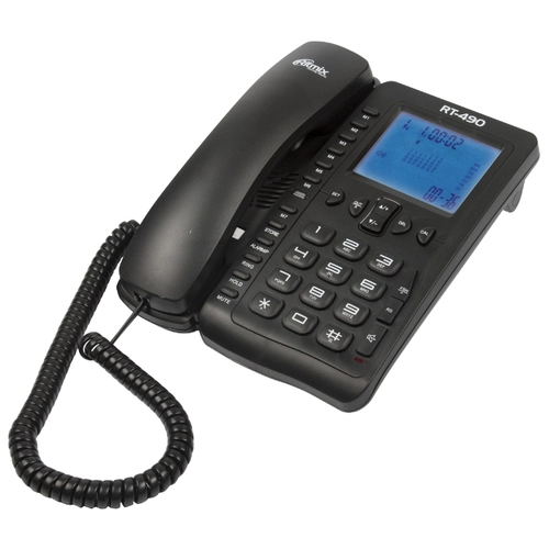 Телефон проводной Ritmix RT-490 черный купить,NaN