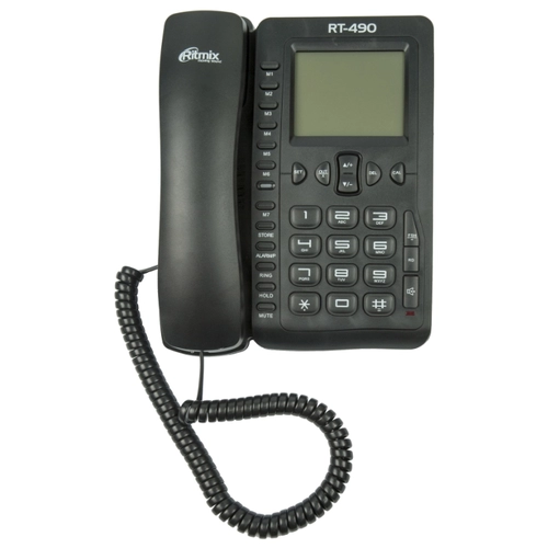 Телефон проводной Ritmix RT-490 черный купить,NaN