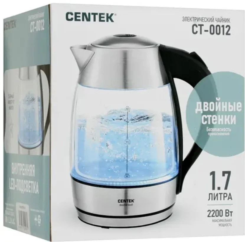 Электрочайник Centek CT-0012 1.7 л серебристый купить,0