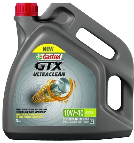 Моторное масло Castrol GTX Ultraclean 15A73B 10W-40 A3/B4 4L синтетическое 