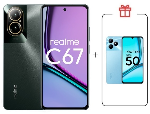 Смартфон Realme C67 4G 6/128Gb Black Rock + подарок купить,NaN