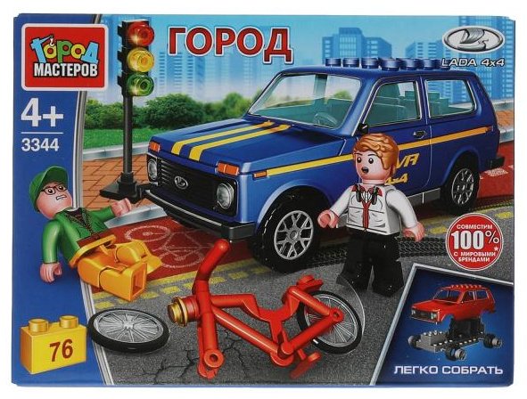 Конструктор ГОРОД МАСТЕРОВ Авария с велосипедистом, деталей 76 шт купить,NaN