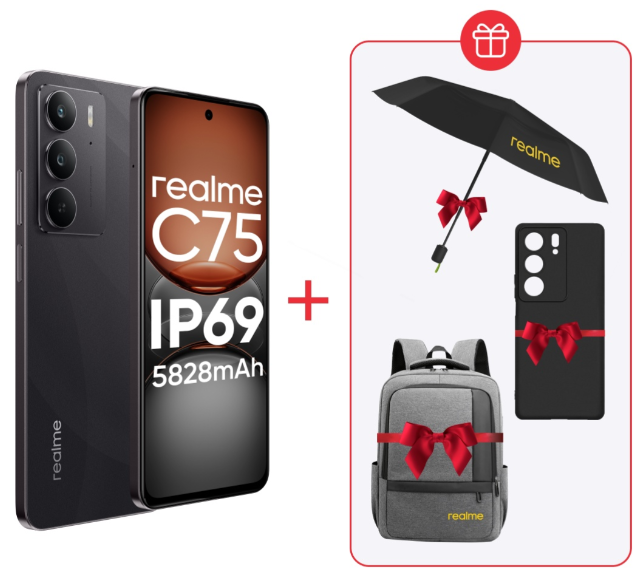 Смартфон Realme C75 4G 8/256GB Black + подарок купить,NaN