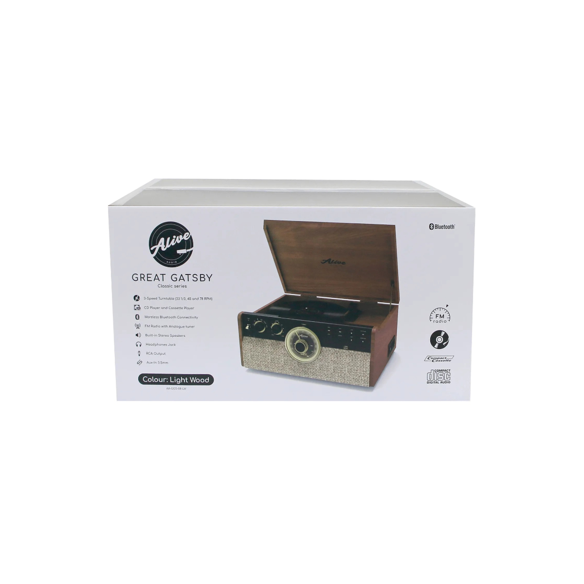Проигрыватель виниловых дисков Alive Audio Great Gatsby Light Wood AA-GGS-08-LW купить,NaN