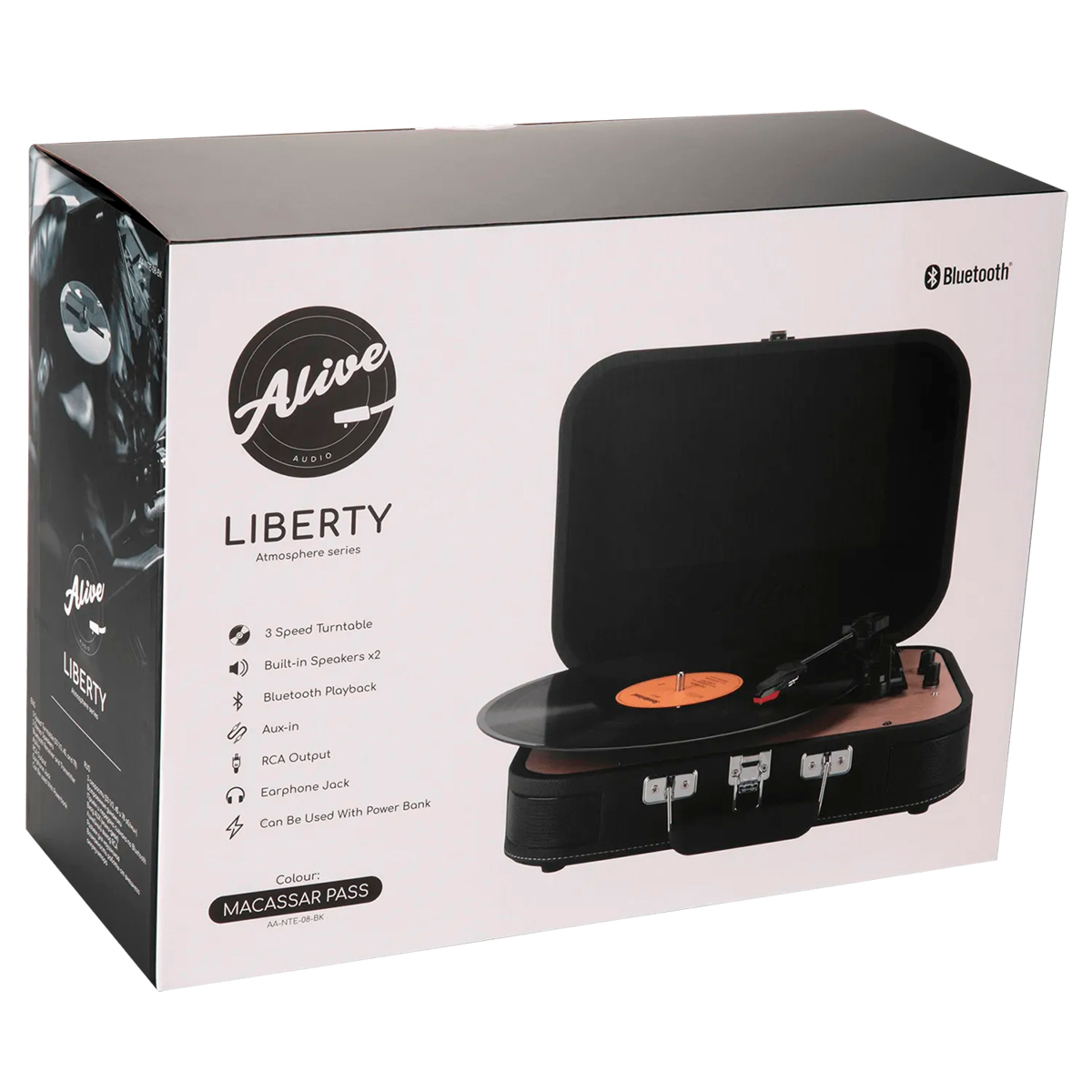 Проигрыватель виниловых дисков Alive Audio LIBERTY Macassar Pass c Bluetooth AA-NTE-08-BK купить,NaN