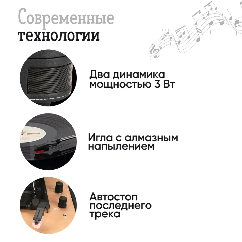 Проигрыватель виниловых дисков Alive Audio LIBERTY Macassar Pass c Bluetooth AA-NTE-08-BK купить,NaN