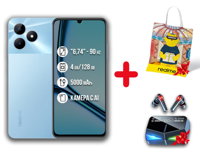 Смартфон Realme Note 50 4/128Gb Sky Blue + подарок купить,NaN
