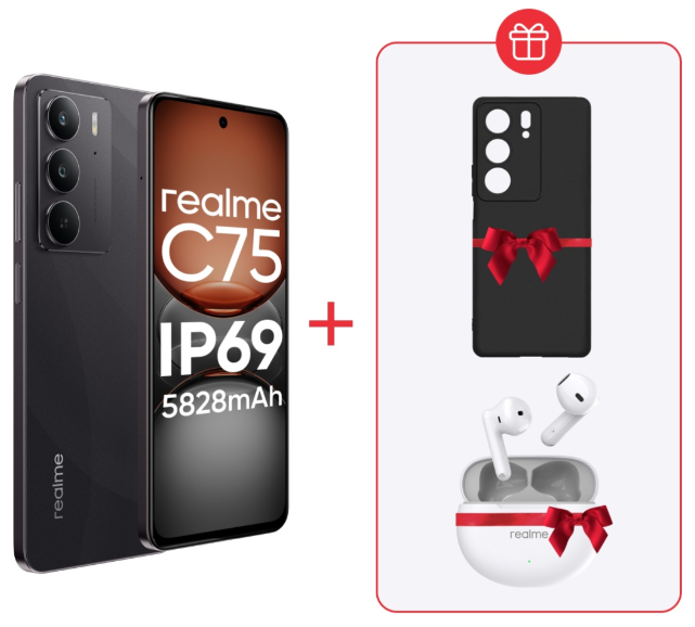 Смартфон Realme C75 4G 8/128GB Black + подарок купить,NaN