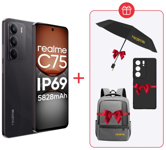 Смартфон Realme C75 4G 8/128GB Black + подарок купить,NaN