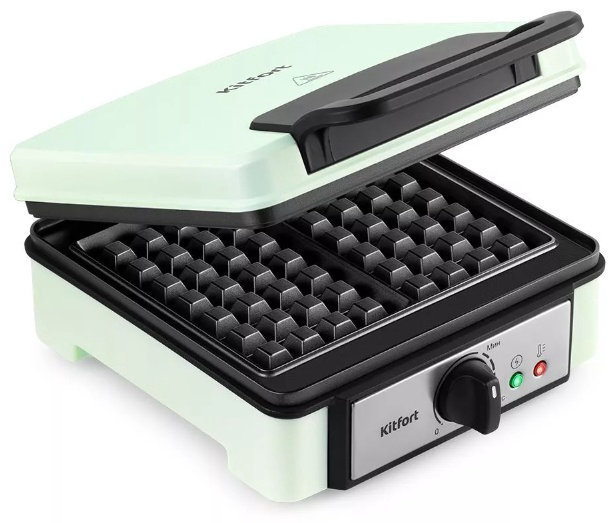 Вафельница для бельгийских вафель Kitfort КТ-1693 black/mint green