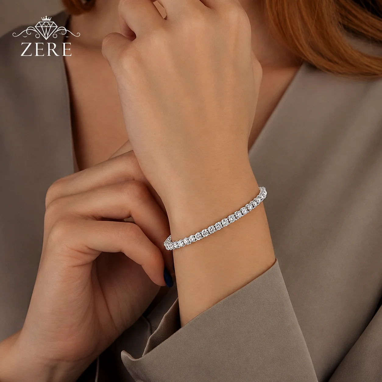 Браслет-теннис ZERE серебро 925 с муассанитом 13.2гр 18р купить,88000