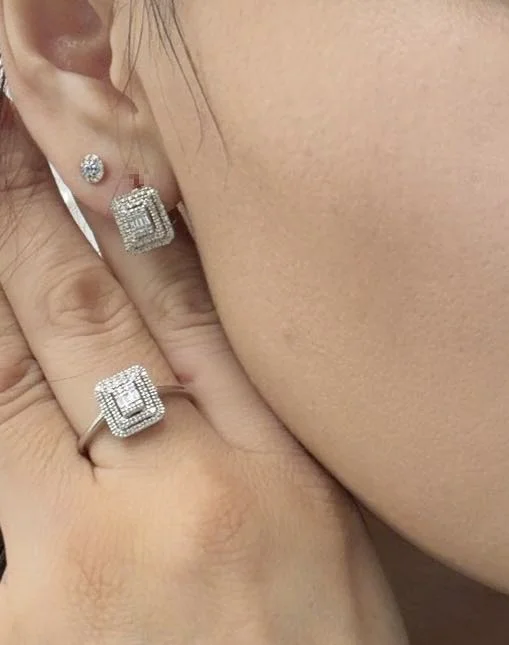 Комплект Luxrai бриллиант, белое золото 585 купить,NaN