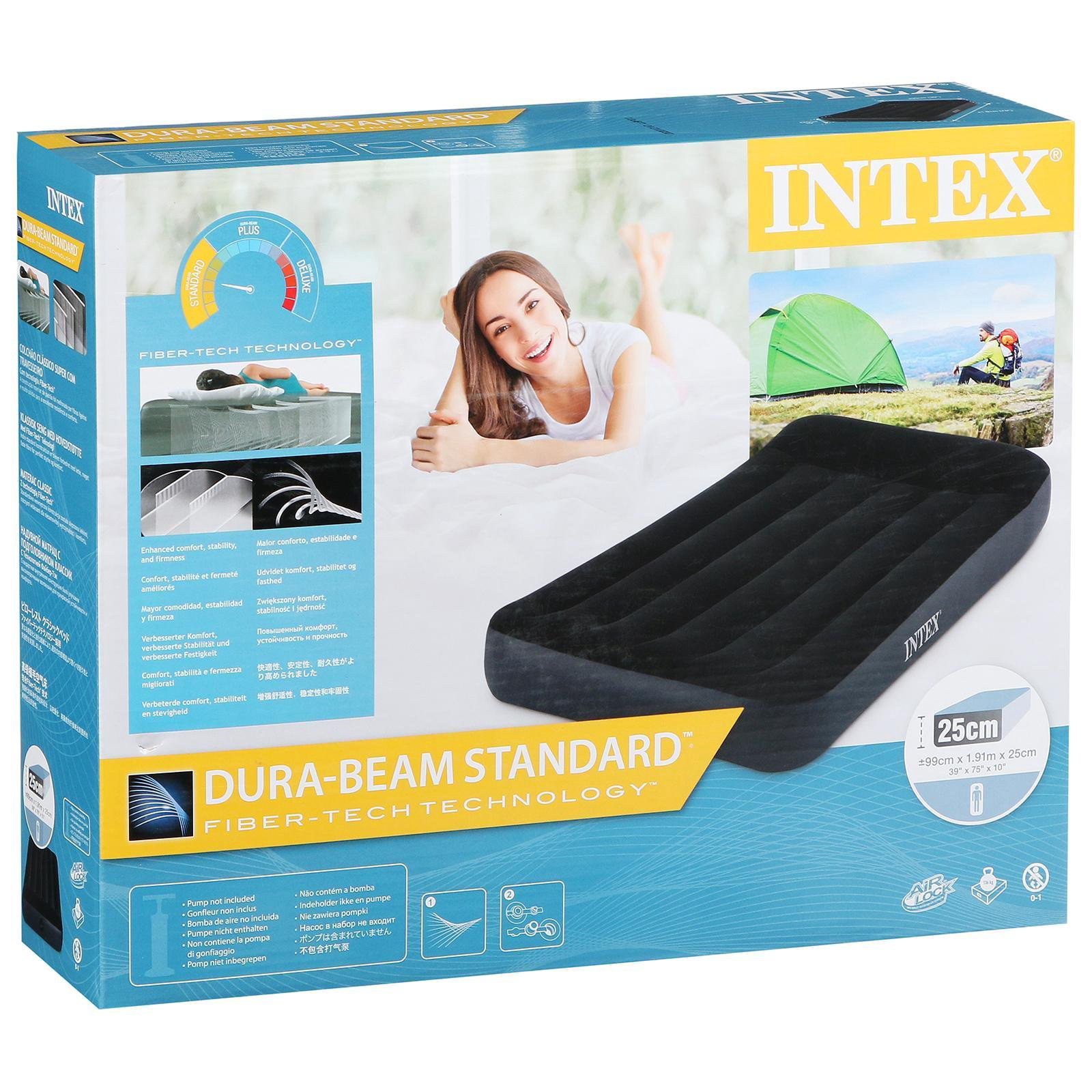 Матрас надувной Intex Pillow Rest Classic Fiber-Tech 64141 99х191х25см черный купить,NaN