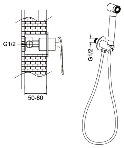 Rose гигиенический душ R1305, латунь купить,NaN