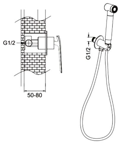 Rose гигиенический душ R1305, латунь купить,NaN