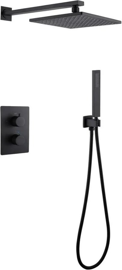 Душевая система ABBER Weiss Insel AF8051B скрытого монтажа без излива, термостат, черный матовый