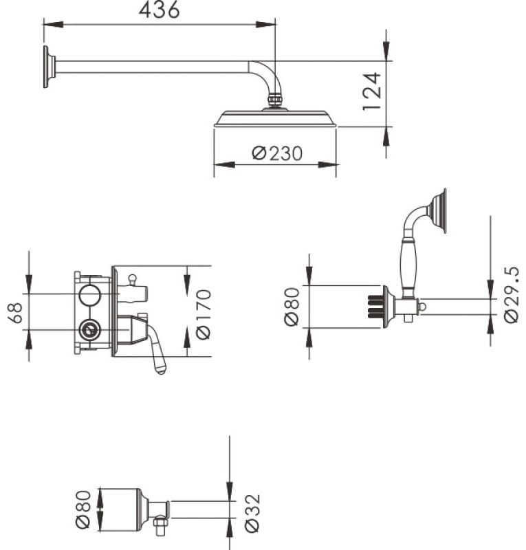 Rose душевой набор (гарнитур) R0235E купить,NaN