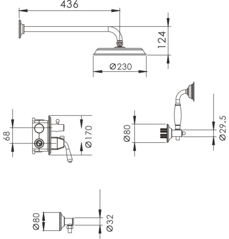 Rose душевой набор (гарнитур) R0235E купить,NaN
