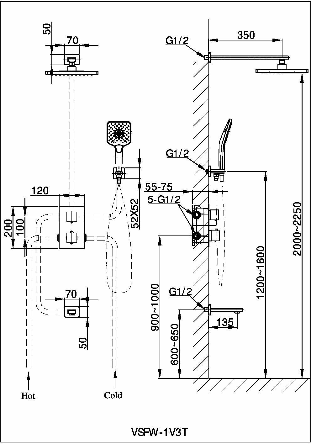Vincea душевой набор (гарнитур) Next VSFW-1N3TMB