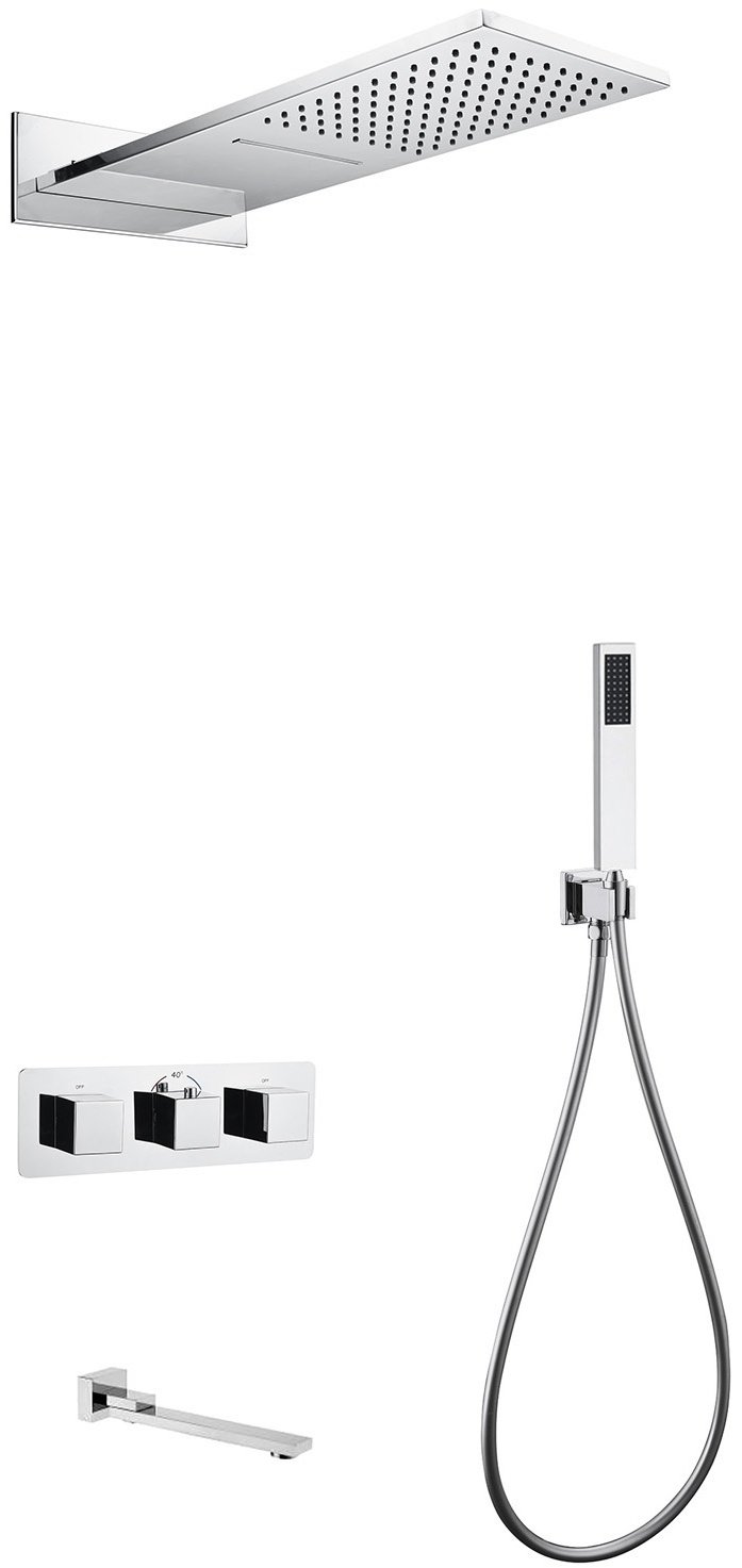 Abber душевой набор (гарнитур) Daheim AF8253 скрытого монтажа с изливом, термостат, хром