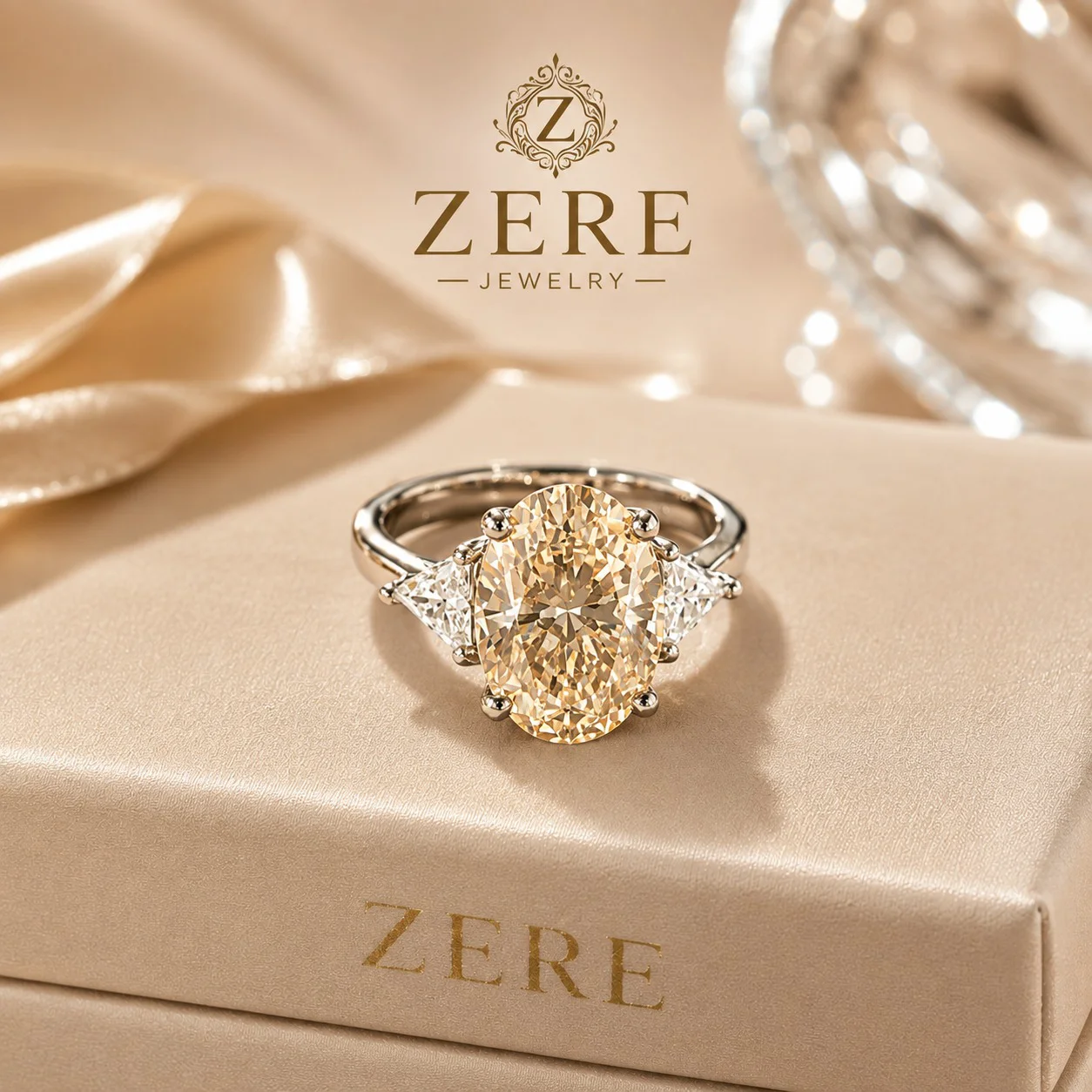 Кольцо ZERE серебро 925 с муассанитом 4,9г 18р  купить,85250