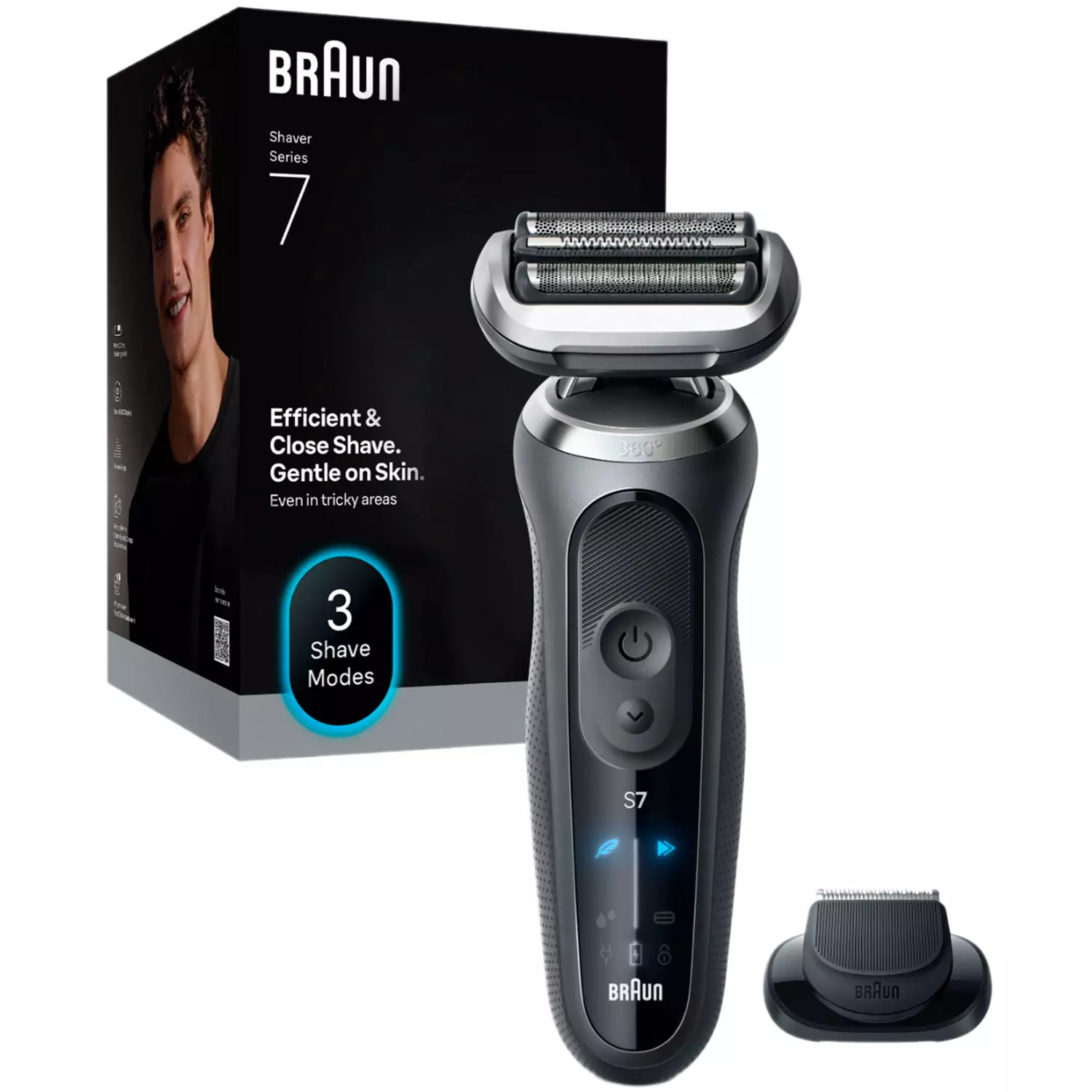 Электробритва Braun 72-G1200s Box Euro черно-серебристая