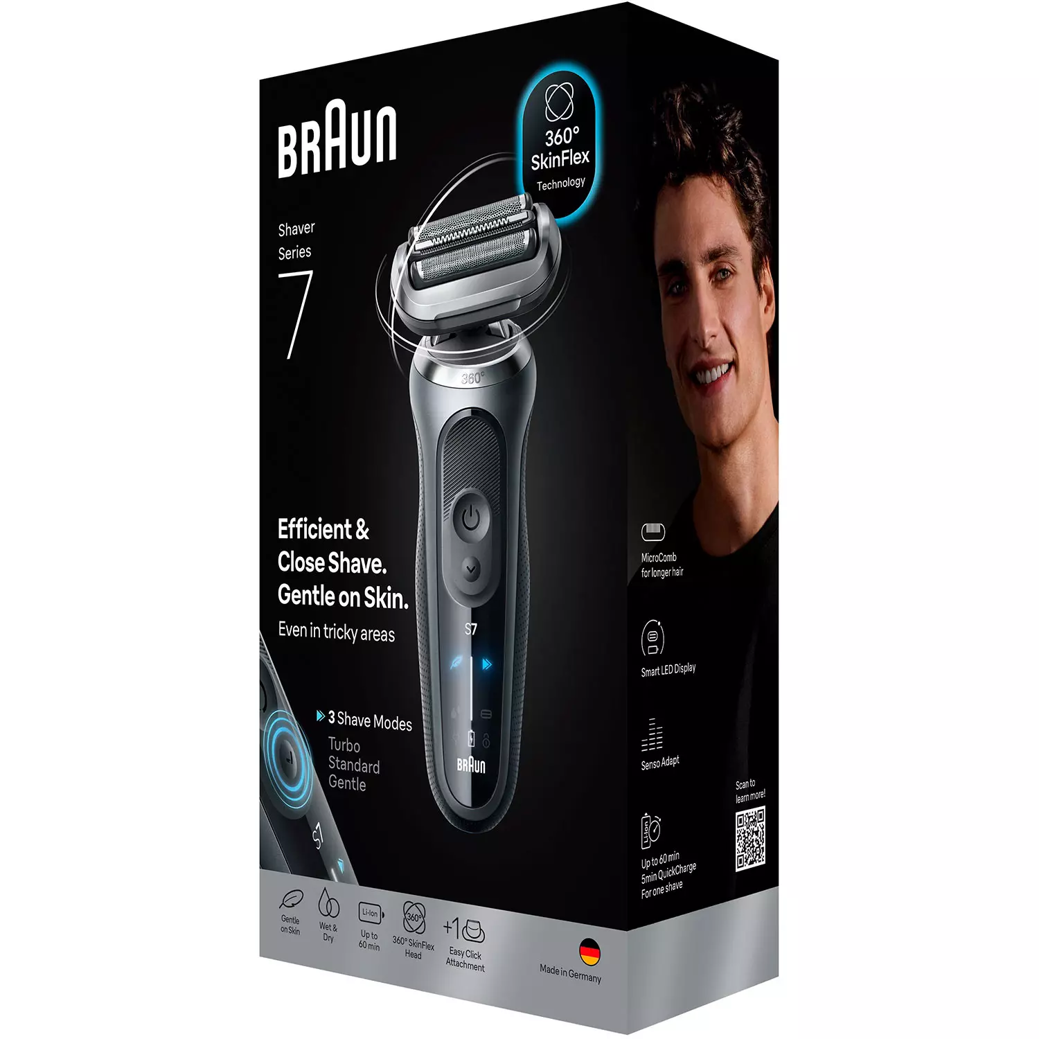 Электробритва Braun 72-G1200s Box Euro черно-серебристая