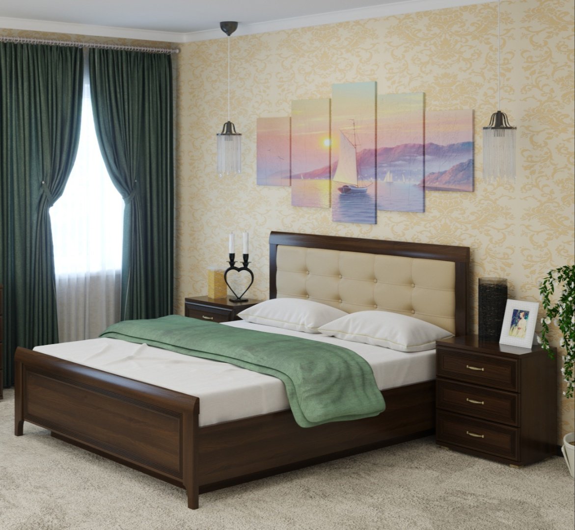 Кровать Лером КР-1033-АТ 160x200 см коричневая купить,NaN