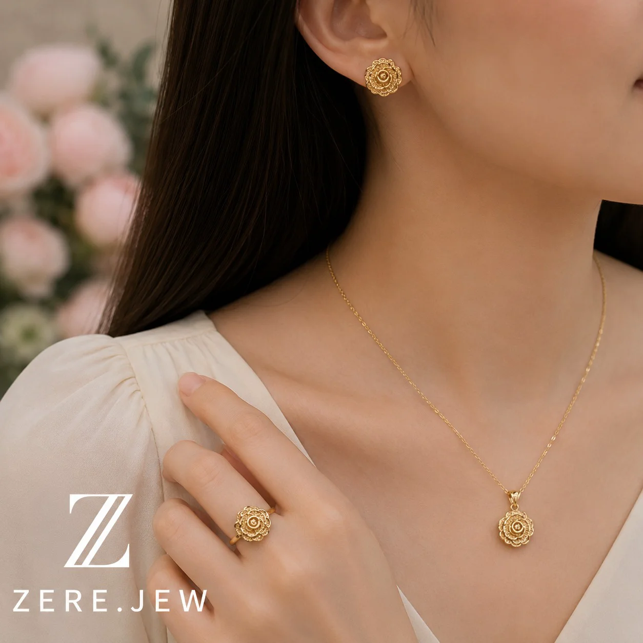 Комплект ZERE колье серьги кольцо золото 585 10,78 гр Цепь 50 см Кольцо 17 купить,889350