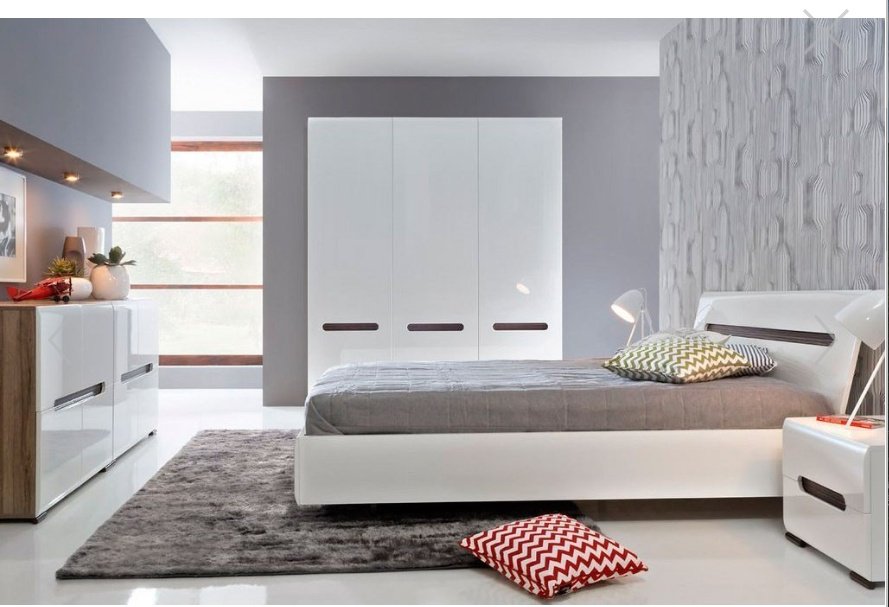 Спальный гарнитур BRW Azteca 160x200 см Белый Блеск
