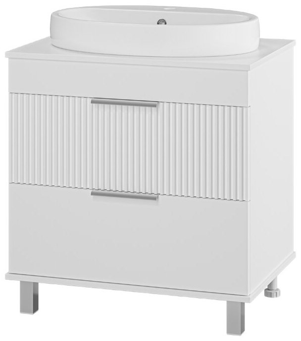 Комплект для ванной Brevita Enfida (шкаф-пенал, тумба под раковину, раковина) белый