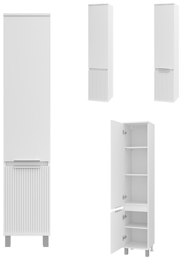 Комплект для ванной Brevita Enfida (шкаф-пенал, тумба под раковину, раковина) белый