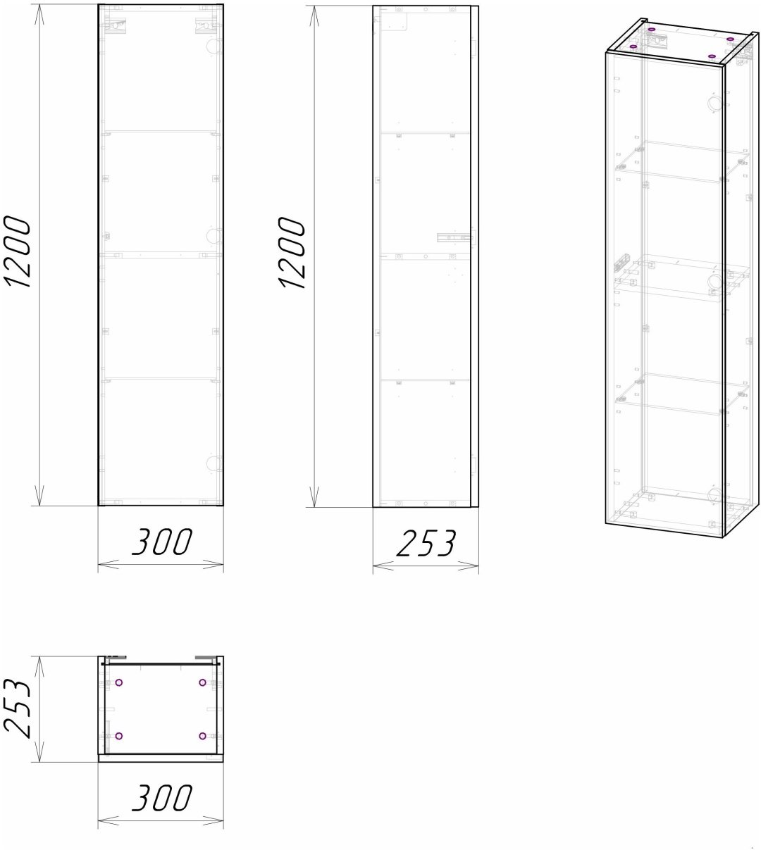 Комплект для ванной Grossman АЛЬБА (шкаф-пенал) коричневый, бирюзовый