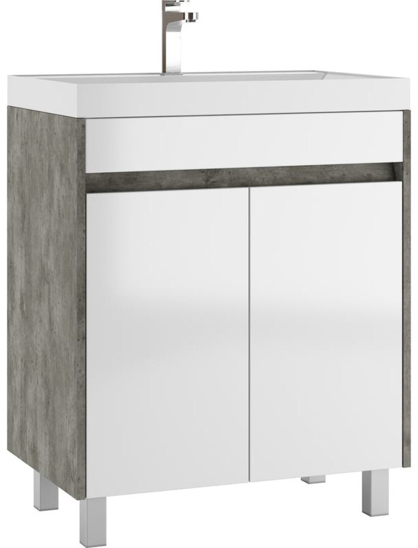 Комплект для ванной KABINKA.KZ Байтерек (тумба под раковину, зеркало, раковина) белый, серый