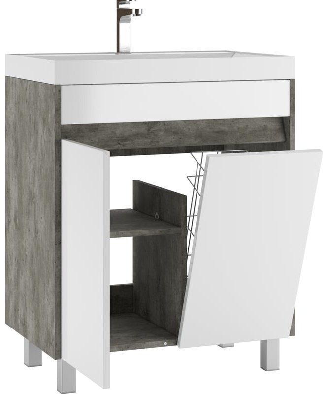 Комплект для ванной KABINKA.KZ Байтерек (тумба под раковину, зеркало, раковина) белый, серый