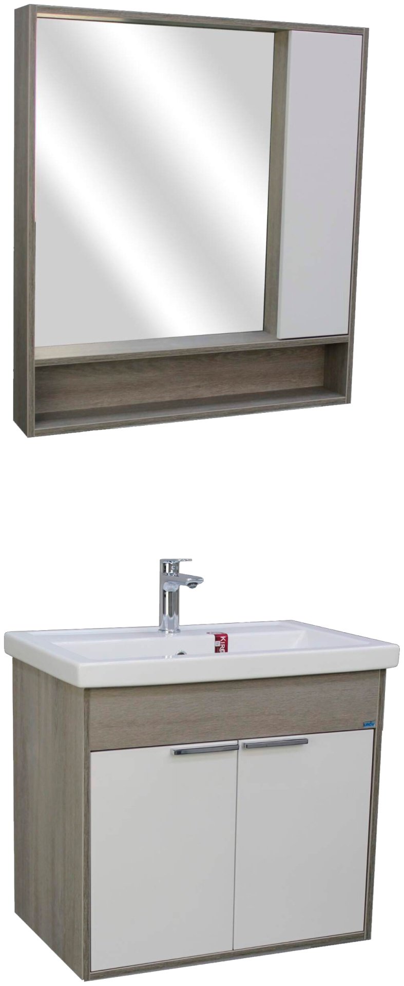 Комплект для ванной KABINKA.KZ LIBERTY (шкаф, тумба под раковину, раковина) серый, коричневый